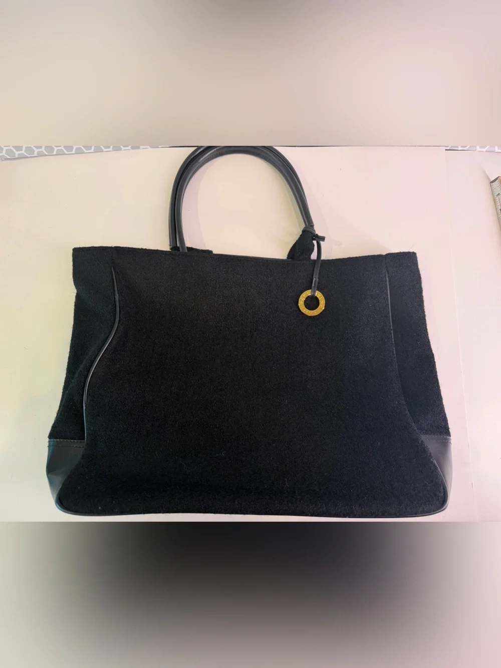 Givenchy Perfume Black Everyday Tote Handbag with Gold Accent